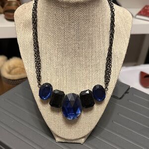 Elegant Blue and Black Statement Necklace